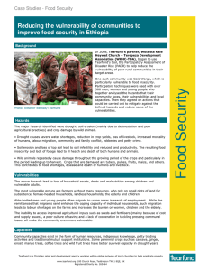 Reducing the vulnerability of communities to improve food security in Ethiopia Background