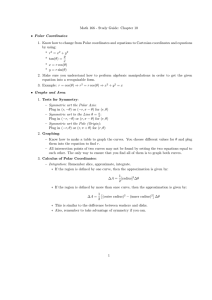 Math 166 - Study Guide: Chapter 10 • Polar Coordinates: