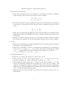 Math 307, Section D - Study Guide: Exam #1