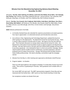 Minutes from the Manufacturing Engineering Advisory Board Meeting December 14, 2012