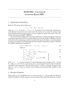 IEOR 290A – L 24 L-B MPC 1 Optimization Formulation