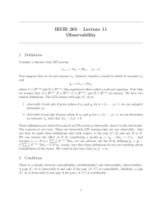 IEOR 265 – Lecture 11 Observability 1 Definitions