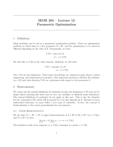 IEOR 265 – Lecture 12 Parametric Optimization 1 Definitions