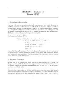 IEOR 265 – Lecture 14 Linear MPC 1 Optimization Formulation