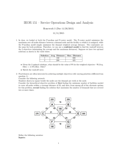 IEOR 151 – Service Operations Design and Analysis 11/11/2015