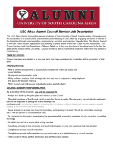 USC Aiken Alumni Council Member Job Description