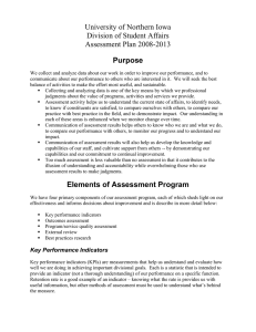 University of Northern Iowa Division of Student Affairs Assessment Plan 2008-2013 Purpose