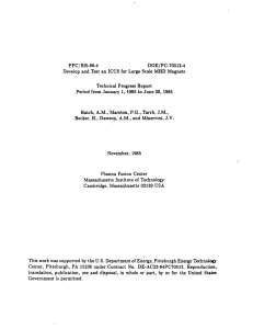PFC/RR-86-4 Develop  and  Test  an  ICCS ... Technical  Progress  Report 1,  1985