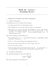 IEOR 165 – Lecture 1 Probability Review 1