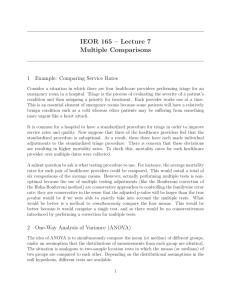 IEOR 165 – Lecture 7 Multiple Comparisons 1 Example: Comparing Service Rates