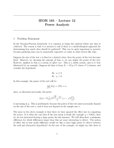 IEOR 165 – Lecture 12 Power Analysis 1 Problem Statement