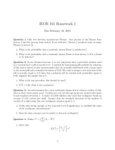 IEOR 165 Homework 1 Due February 19, 2015