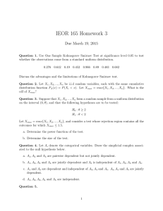 IEOR 165 Homework 3 Due March 19, 2015