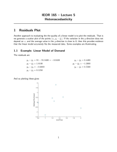 IEOR 165 – Lecture 5 Heteroscedasticity 1 Residuals Plot