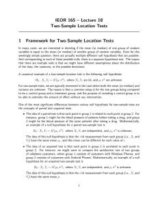 IEOR 165 – Lecture 18 Two-Sample Location Tests 1