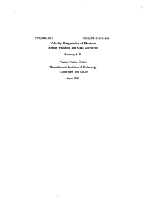 PFC/RR-89-7 Velocity  Diagnostics  of Electron J.