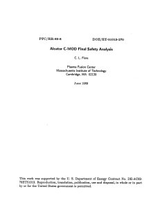 Alcator C-MOD  Final  Safety  Analysis DOE/ET-51013-270 78ET51013. by