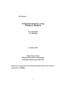 Variational  Solutions  of the Transport Equation PFC/RR-90-7 1990