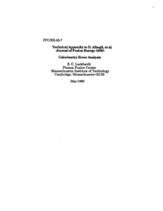PFC/RR-92-7 D. (1990) Calorimetry Error Analysis