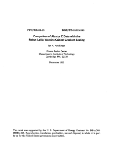 Comparison  of Alcator C  Data  with the DOE/ET-51013-298 78ET51013.