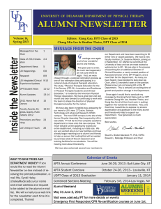 ALUMNI NEWSLETTER MESSAGE FROM THE CHAIR