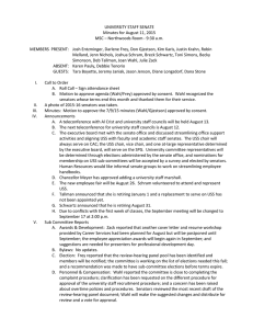 UNIVERSITY STAFF SENATE Minutes for August 11, 2015
