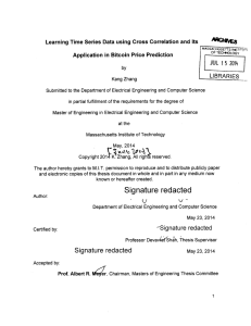 Learning Time  Series  Data  using Cross ... Application  in Bitcoin Price Prediction