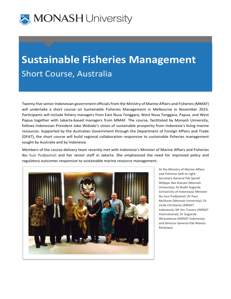 Sustainable Fisheries Management Short Course, Australia