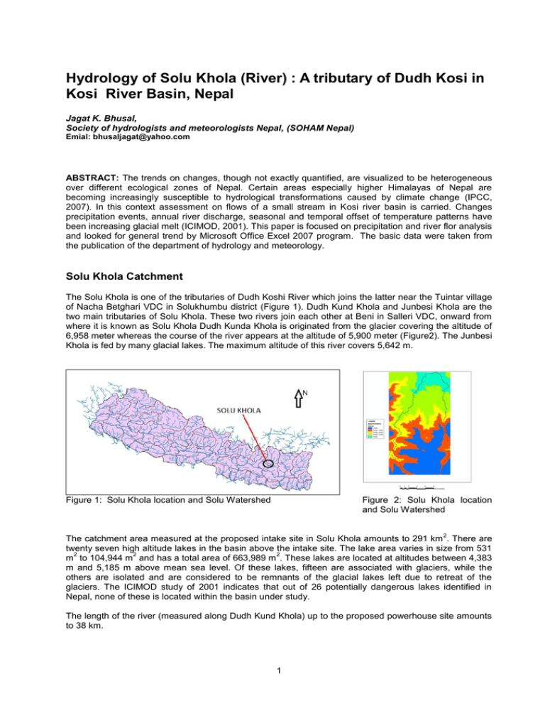 Hydrology of Solu Khola (River) : A tributary of Dudh... Kosi River ...