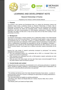 LEARNING AND DEVELOPMENT NOTE Research Partnerships in Practice 1.  Purpose