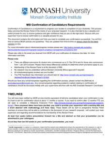 MSI Confirmation of Candidature Requirements