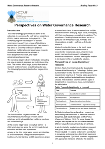 Perspectives on Water Governance Research Introduction