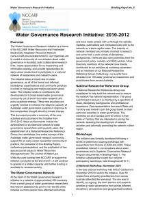 Water Governance Research Initiative: 2010-2012 Overview