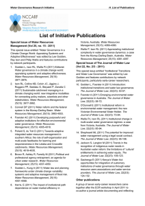 List of Initiative Publications Special Issue of Water Resources