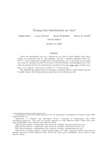 Testing that distributions are close ∗ Tu˘ gkan Batu