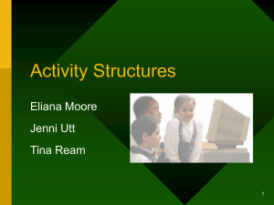 Activity Structures Eliana Moore Jenni Utt Tina Ream