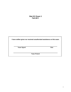 Stat 231 Exam 3 Fall 2011