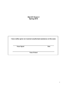 Stat 231 Exam 2 Spring 2010