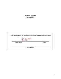 Stat 231 Exam 2 Spring 2010