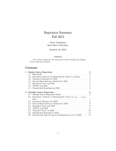 Regression Summary Fall 2015 Steve Vardeman Iowa State University