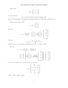 Gram-Schmidt and QR Decomposition Example Suppose that 0