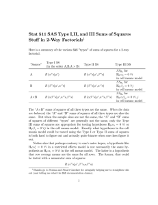 Stat 511 SAS Type I,II, and III Sums of Squares