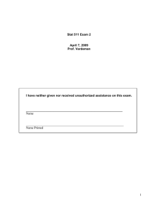 Stat 511 Exam 2 April 7, 2009 Prof. Vardeman