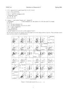 STAT 511 Solutions to Homework 3 Spring 2004 1. &gt; X &lt;- matrix(c(1,1,rep(c(rep(0,6),1),3),1),6,4)