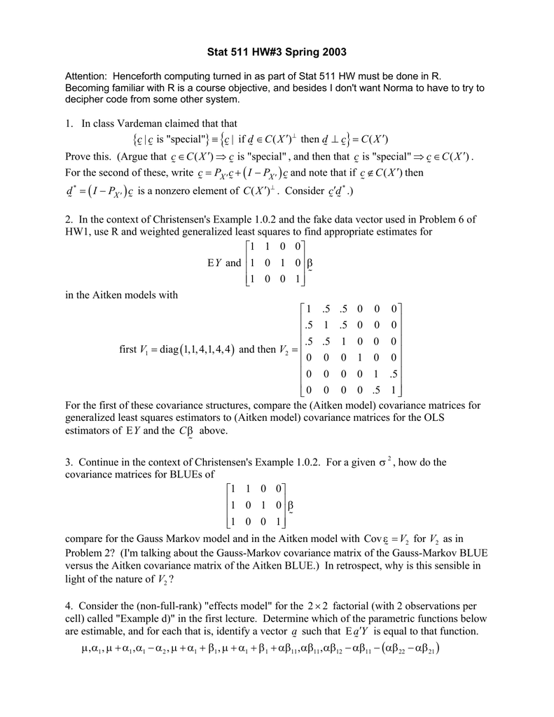 Stat 511 Hw 3 Spring 03