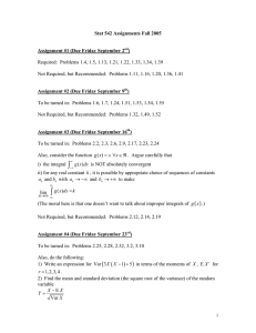 Stat 542 Assignments Fall 2005 Assignment #1 (Due Friday September 2 )