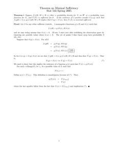Theorem on Minimal Suﬃciency Stat 543 Spring 2005