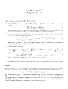 Stat 643 Spring 2010 Assignment 08 - 10 Information Inequalities for Estimation