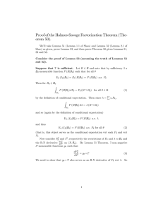 Proof of the Halmos-Savage Factorization Theorem (The- orem 50).