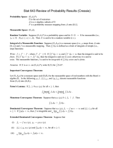 Stat 643 Review of Probability Results (Cressie)